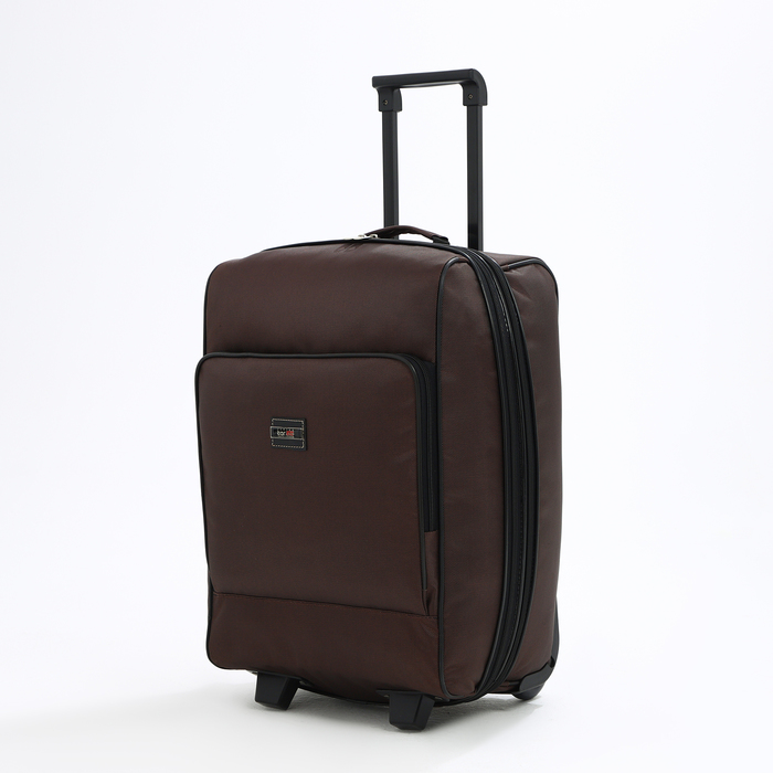 Чемодан малый 20", отдел на молнии, с расширением, наружный карман, 2 колеса, цвет шоколадный
