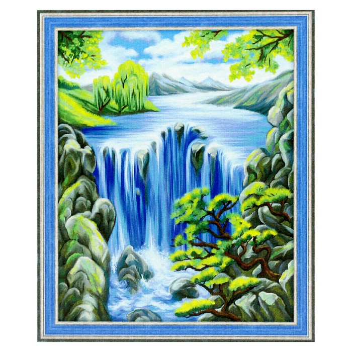 Картина стразами "Водопад среди скал" 40х50 см