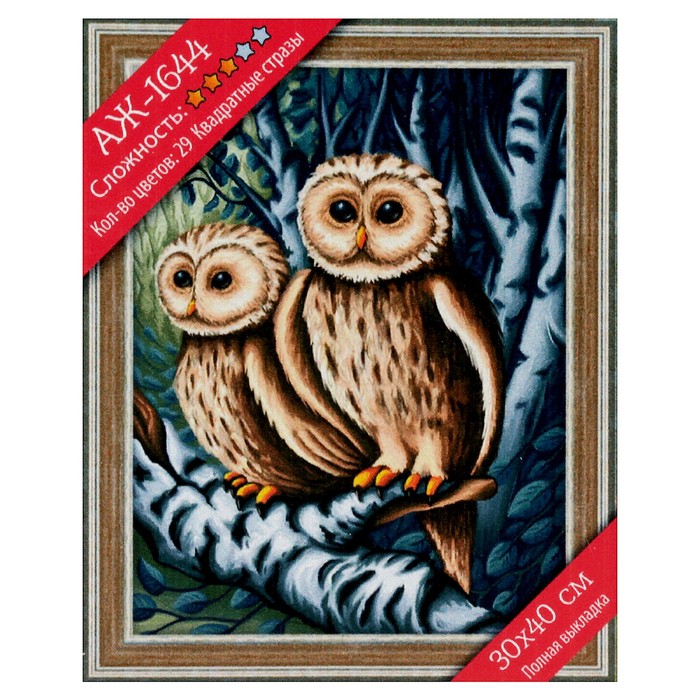 Картина стразами "Совы на охоте" 30х40 см