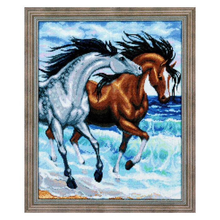Картина стразами "Кони на берегу" 40х50 см