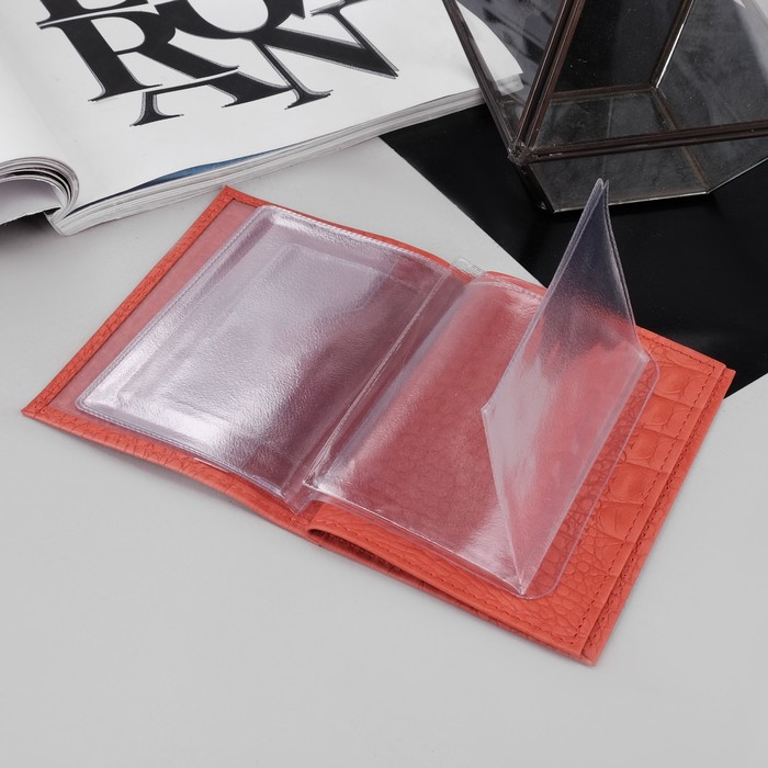 Обложка для автодокументов и паспорта, кайман/пулап, цвет алый