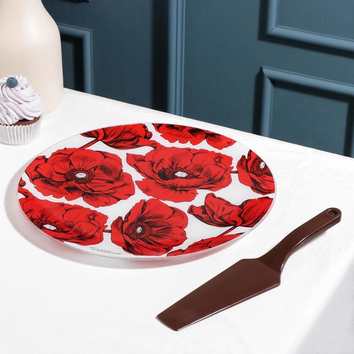 фото Подставка для торта «маковый рай», d=30 см, с лопаткой, в подарочной упаковке vellarti