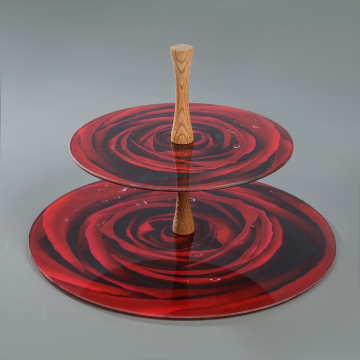 Этажерка 2 яруса "Красная роза", плоская, в подарочной упаковке