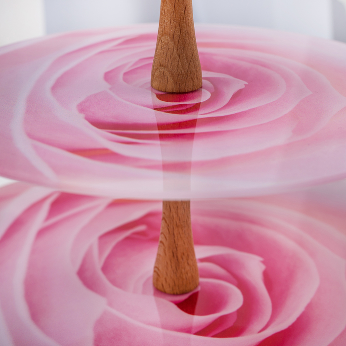 Этажерка 2 яруса "Розовая роза", плоская, в подарочной упаковке