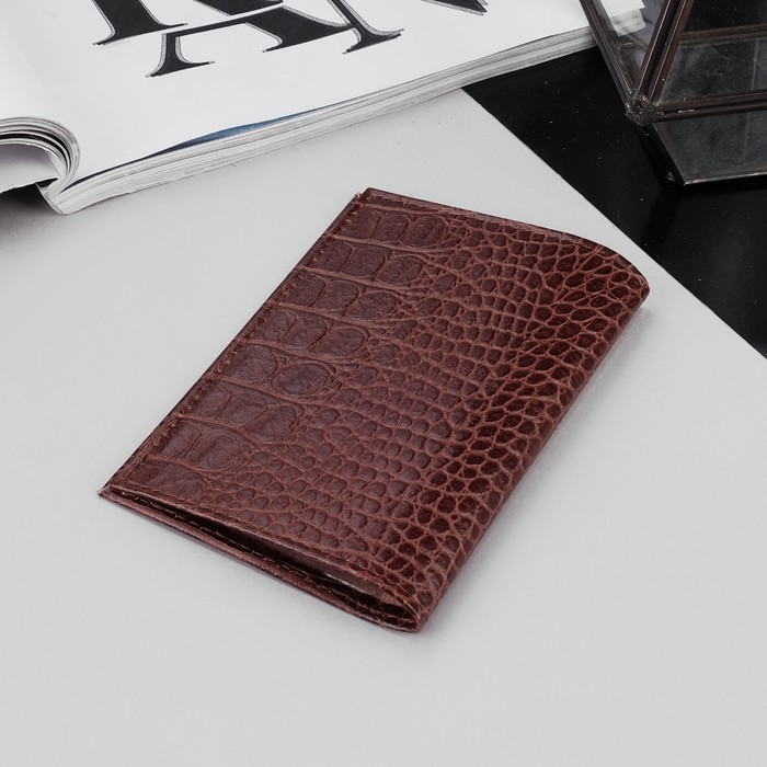 Обложка для паспорта, кайман, цвет светло-коричневый