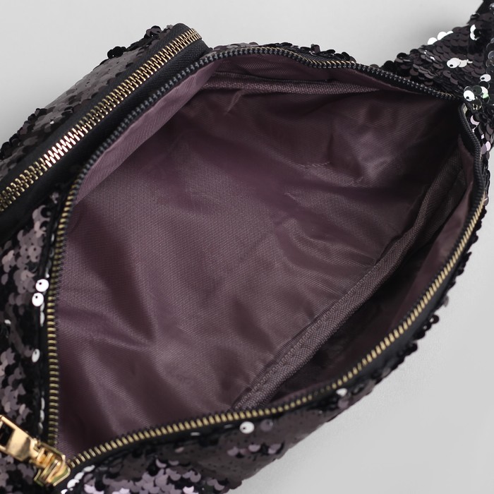 Сумка на пояс, отдел на молнии, наружный карман, цвет чёрный