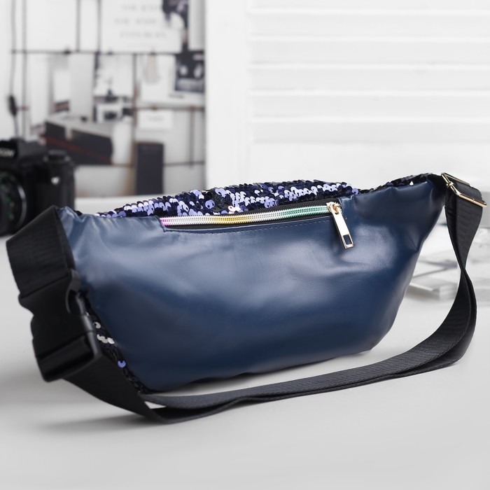 Сумка на пояс, отдел на молнии, наружный карман, цвет синий