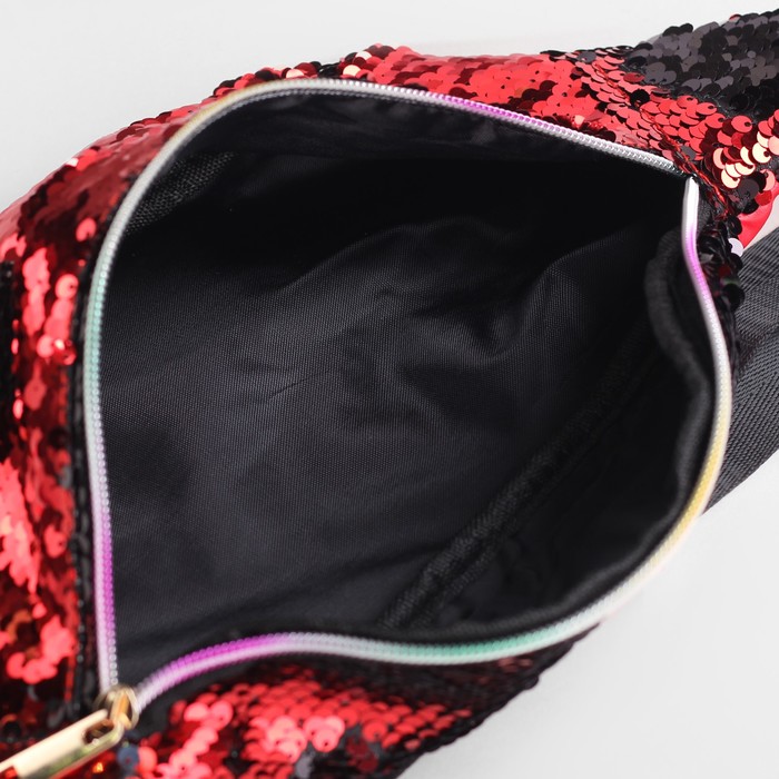 Сумка на пояс, отдел на молнии, наружный карман, цвет красный