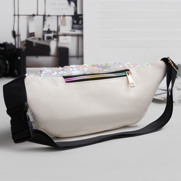 Сумка на пояс, отдел на молнии, наружный карман, цвет белый