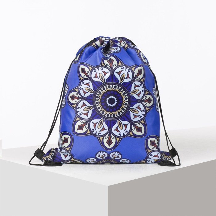 Мешок для обуви "Орнамент", отдел на шнурке, цвет синий
