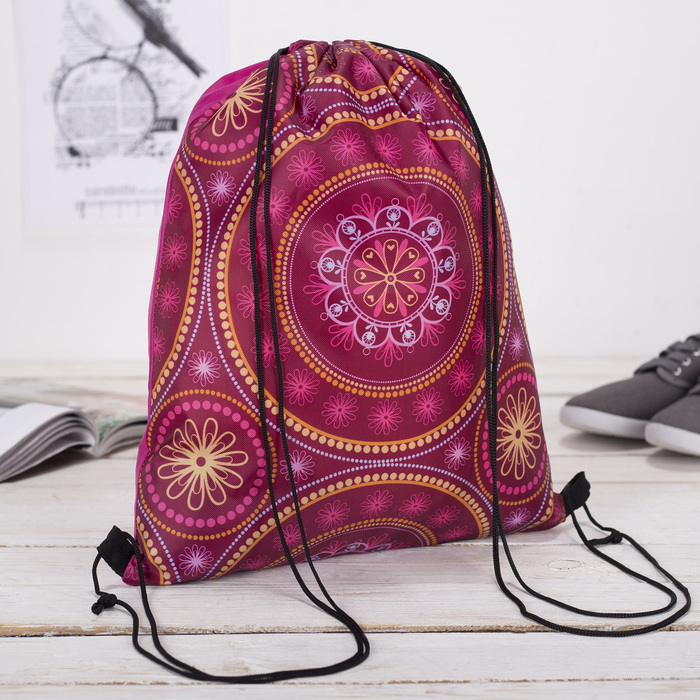 Мешок для обуви "Орнамент", отдел на шнурке, цвет розовый