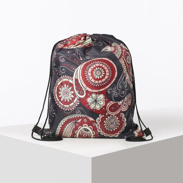 Мешок для обуви "Орнамент", отдел на шнурке, цвет чёрный