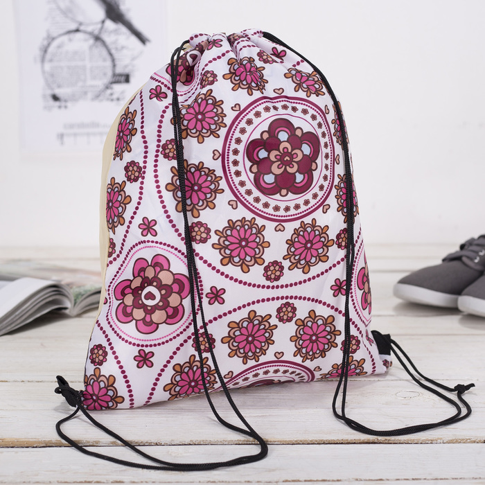 Мешок для обуви "Орнамент", отдел на шнурке, цвет белый