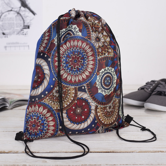 Мешок для обуви "Орнамент", отдел на шнурке, цвет синий