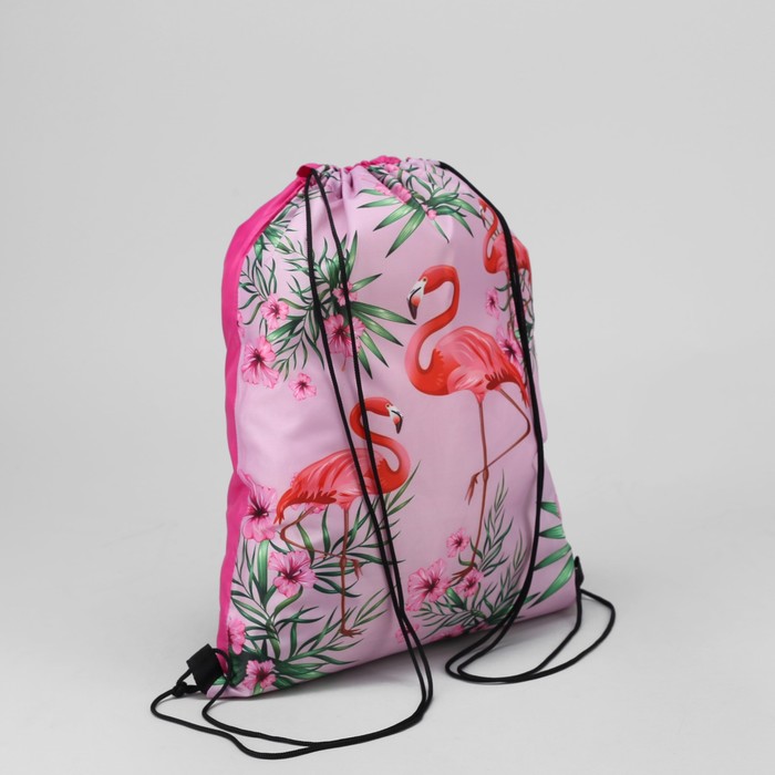 Мешок для обуви "Фламинго", отдел на шнурке, цвет розовый