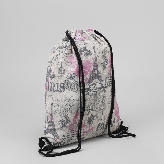 Мешок для обуви "Париж", отдел на шнурке, цвет бежевый
