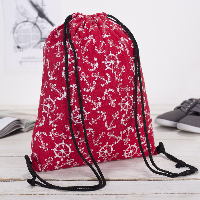 Мешок для обуви "Морской", отдел на шнурке, цвет красный