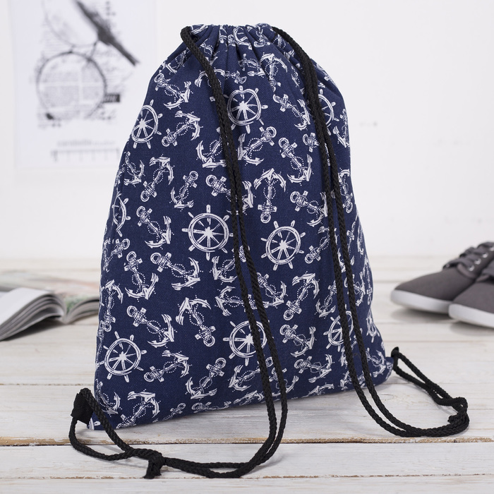 Мешок для обуви "Морской", отдел на шнурке, цвет синий