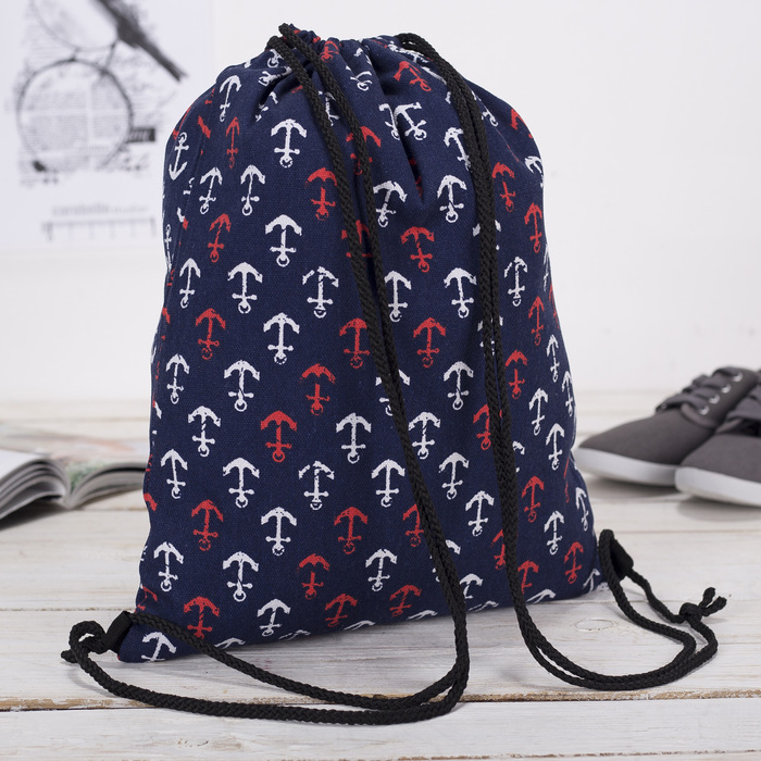 Мешок для обуви "Якорь", отдел на шнурке, цвет синий