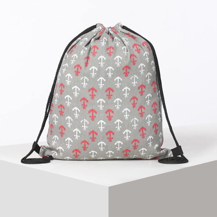 Мешок для обуви "Якорь", отдел на шнурке, цвет серый