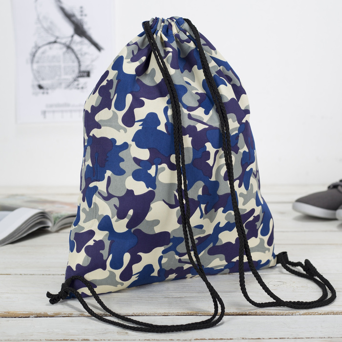 Мешок для обуви "Камуфляж", отдел на шнурке, цвет синий милитари