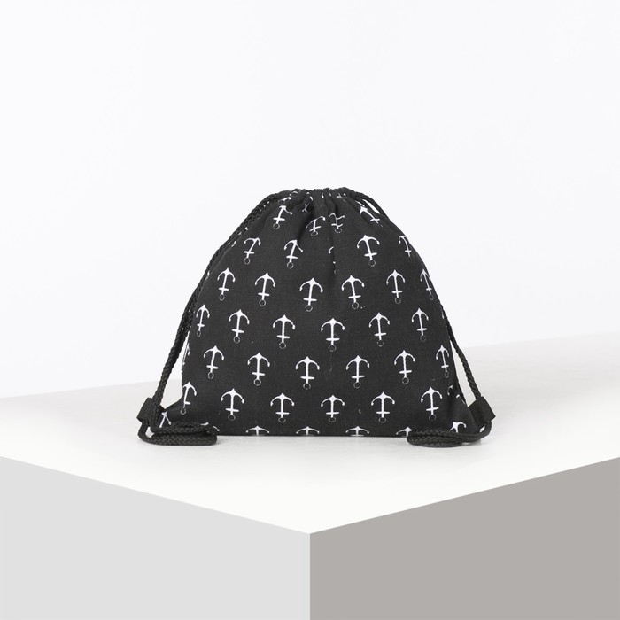 Мешок малый для обуви "Якорь", отдел на шнурке, цвет чёрный