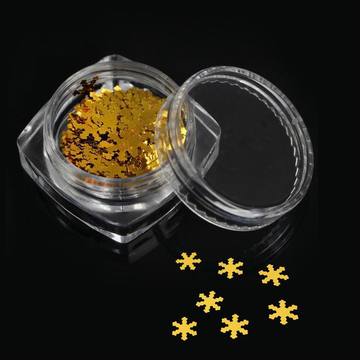 Пайетки для ногтей "Снежинки ", 0,5см, цвет золотой