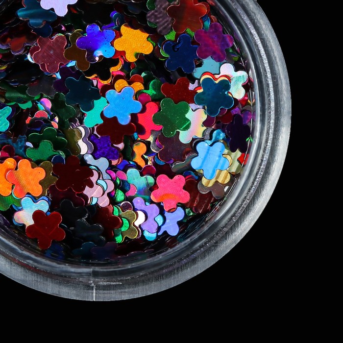 Пайетки для ногтей "Цветочки", цвет МИКС