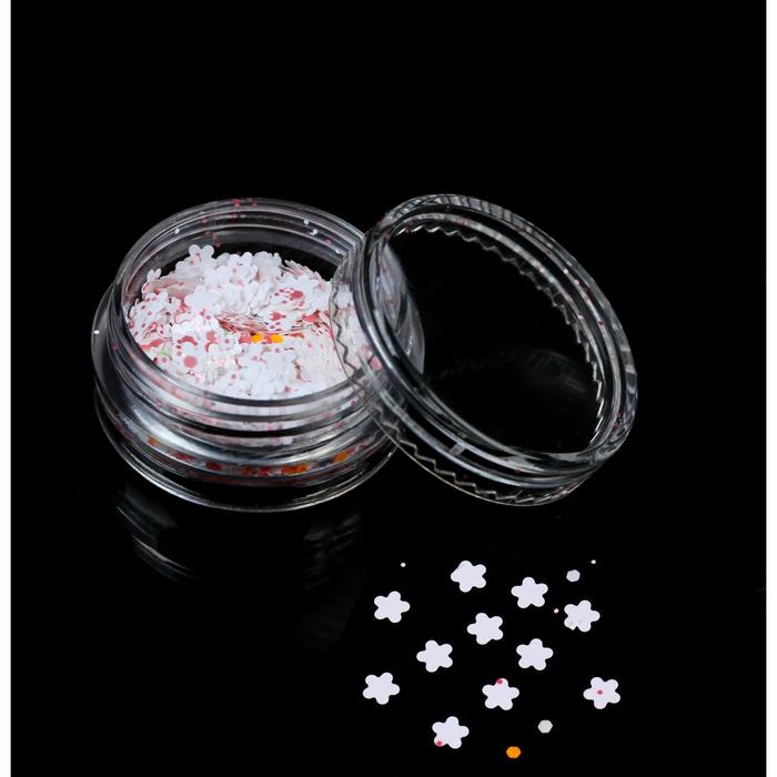 Блёстки/пайетки для ногтей "Цветочки", цвет розовый/белый