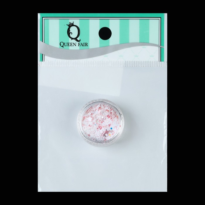 Блёстки/пайетки для ногтей "Цветочки", цвет розовый/белый