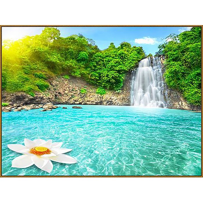 Алмазная мозаика "Водопад Дамбри", 55*45 см, 46 цветов