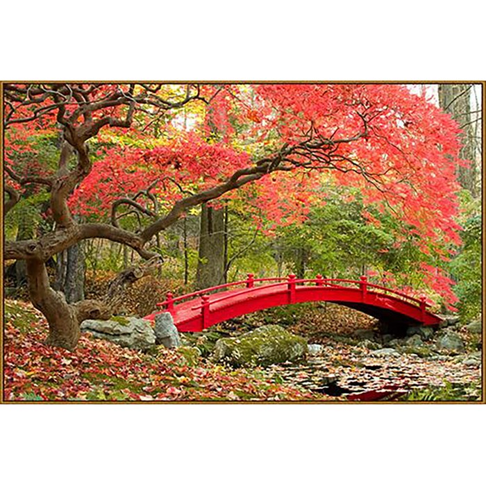 Алмазная мозаика "Японский парк", 45*30 см, 38 цветов