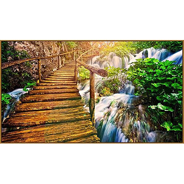Алмазная мозаика "Мостик над водопадом", 45*25 см, 41 цвет