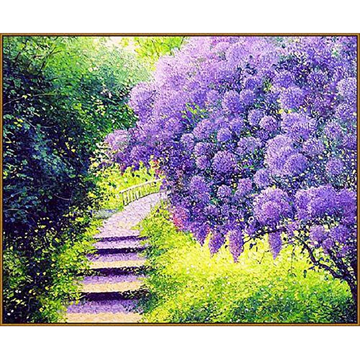 Алмазная мозаика "Вальс сирени", 35*30 см, 32 цвета