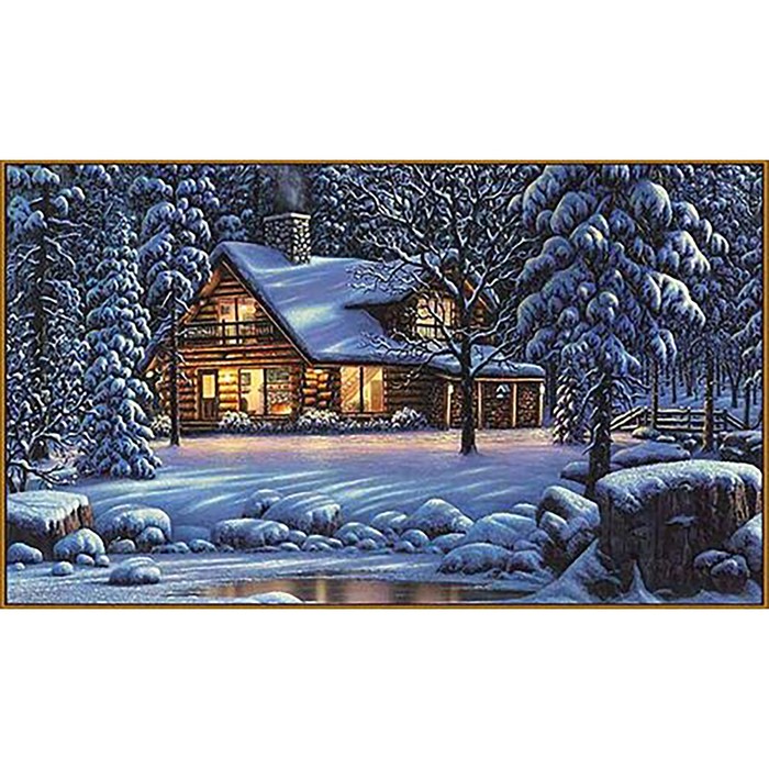 Алмазная мозаика "Зимняя сказка", 50*30 см, 34 цвета