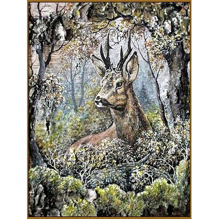 Алмазная мозаика "Олененок", 35*48 см, 32 цвета