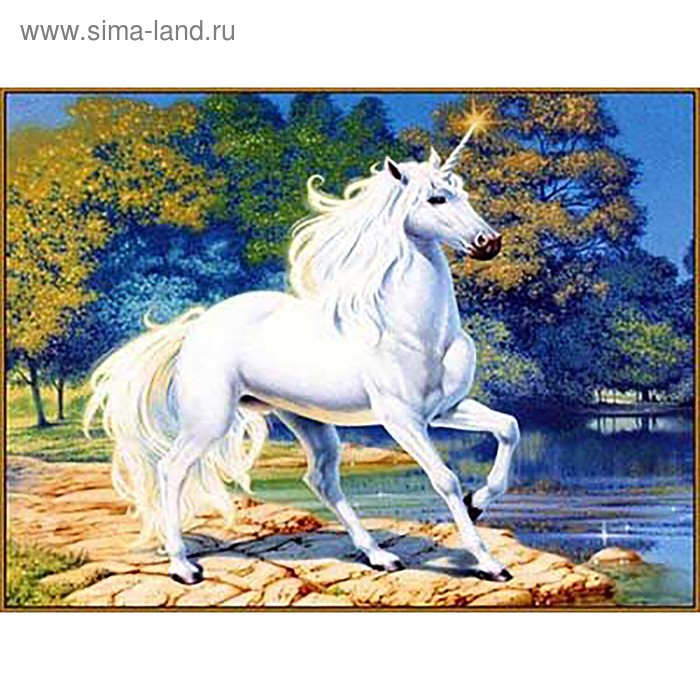 

Алмазная мозаика «Единорог у синего озера», 20×27 см, 23 цвета
