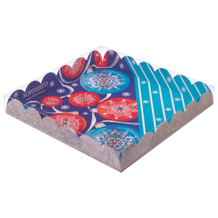 Коробка для кондитерских изделий с PVC крышкой «Хорошего настроения», 21 х 21 х 3 см