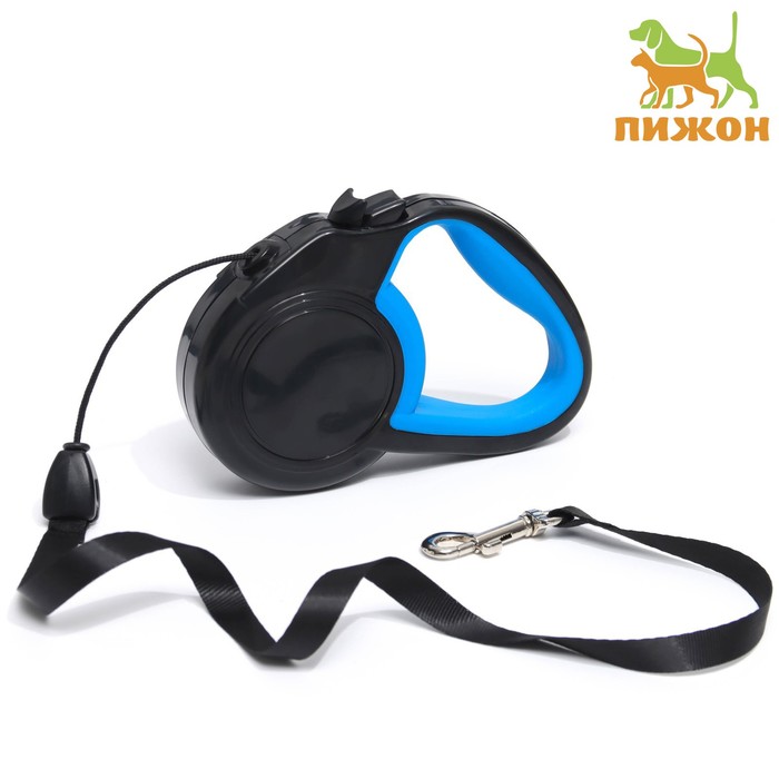 Рулетка "Пижон" классическая, с прорезинной ручкой, 3 м, до 15 кг, трос, черная