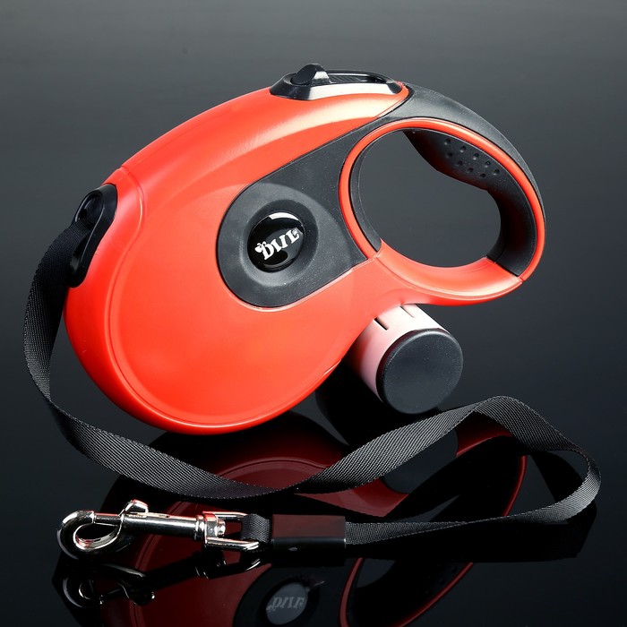 Рулетка DIIL, 8 м, до 50 кг, лента, с контейнером для пакетов, прорезиненная, красно-черная