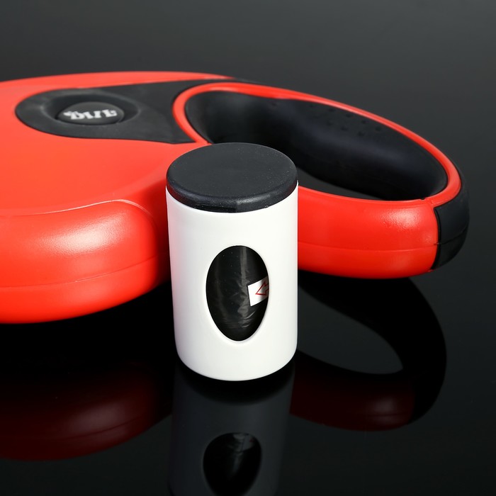 Рулетка DIIL, 8 м, до 50 кг, лента, с контейнером для пакетов, прорезиненная, красно-черная