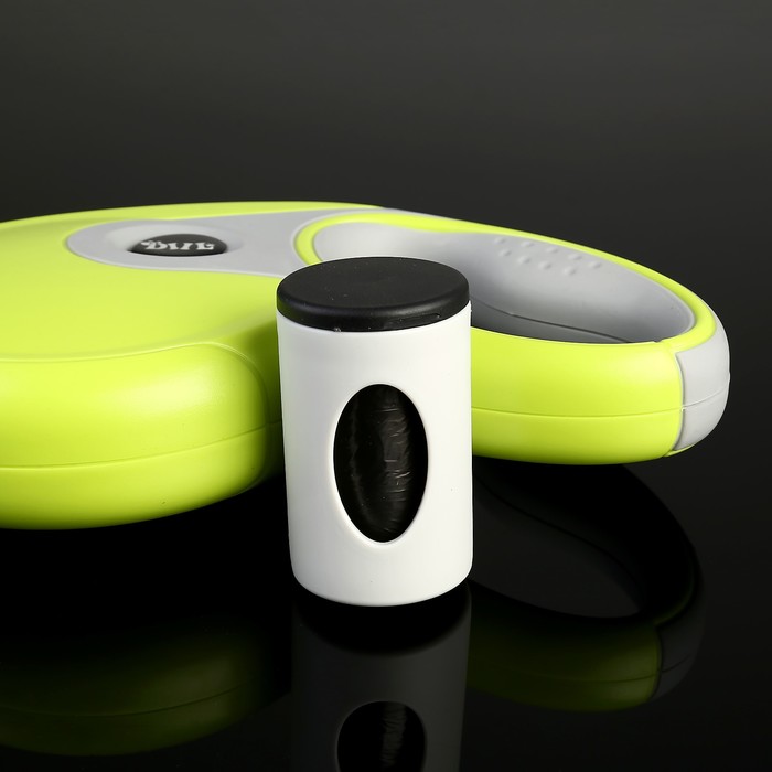 Рулетка DIIL, 8 м, до 50 кг, лента, с контейнером для пакетов, прорезиненная, зелено-серая