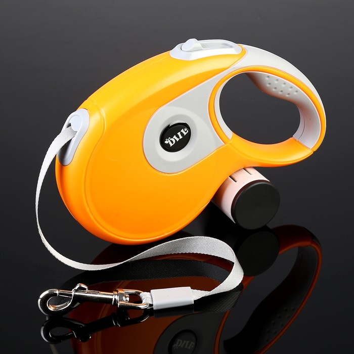 Рулетка DIIL, 8 м, до 50 кг, лента, с контейнером для пакетов, прорезиненная, оранжево-серая