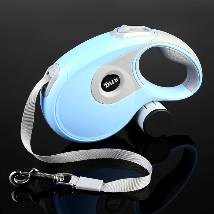 Рулетка DIIL, 8 м, до 50 кг, лента, с контейнером для пакетов, прорезиненная, серо-голубая