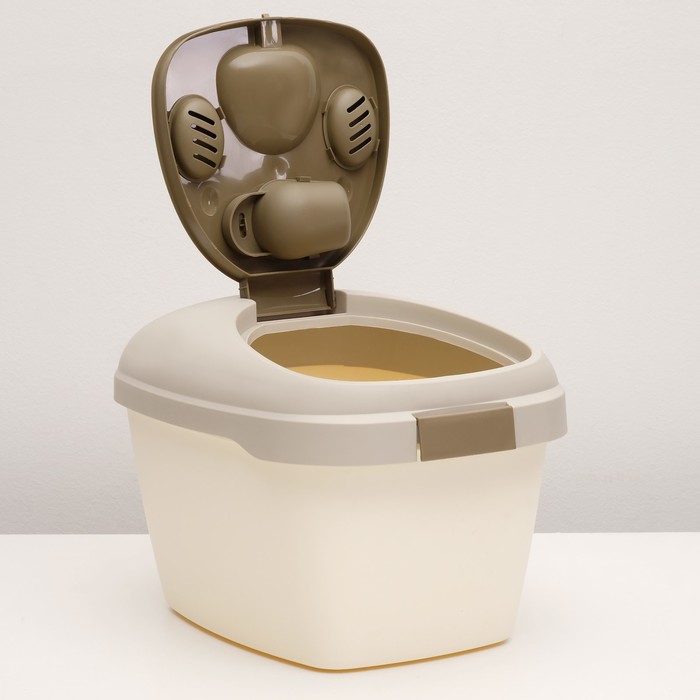 Контейнер для корма Soft на 5 кг, с совком и двойным уплотнителем, коричневый