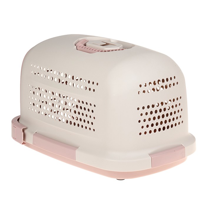 Переноска с пластиковой дверкой "Soft", до 10 кг, с решеткой, розовая