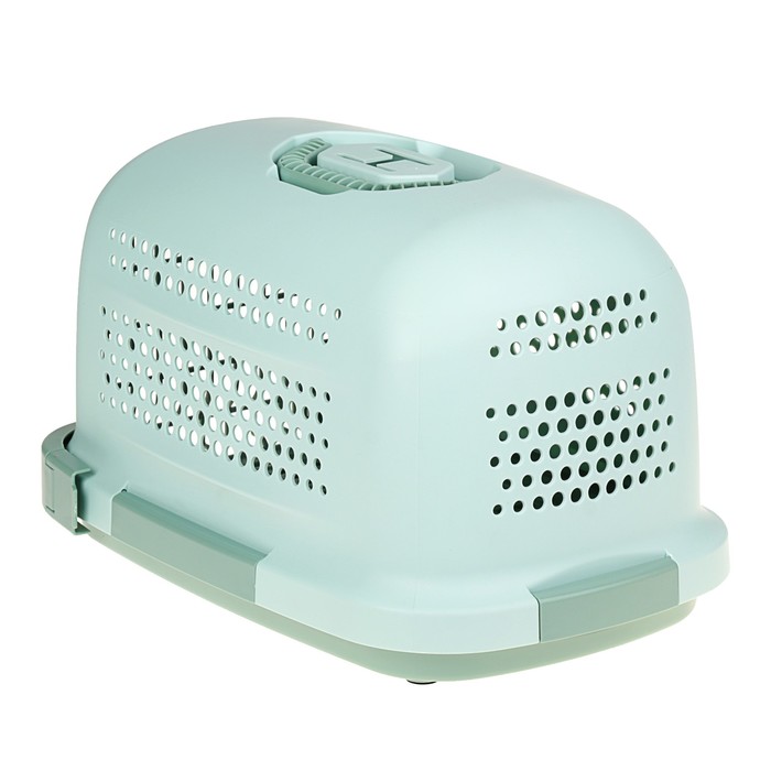 Переноска с пластиковой дверкой "Soft", до 10 кг, с решеткой, зеленая