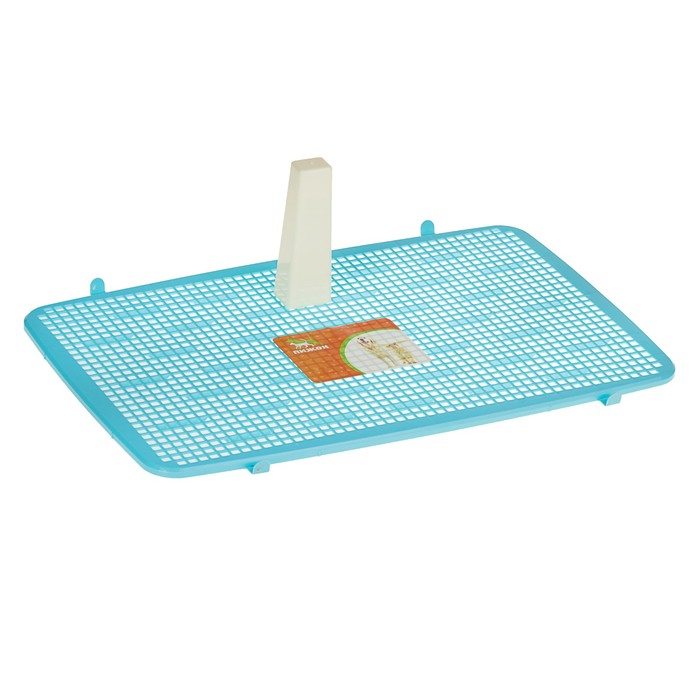 Туалет для собак 67 х 46 х 8 см, со съемным бортом, решеткой и столбиком, голубой