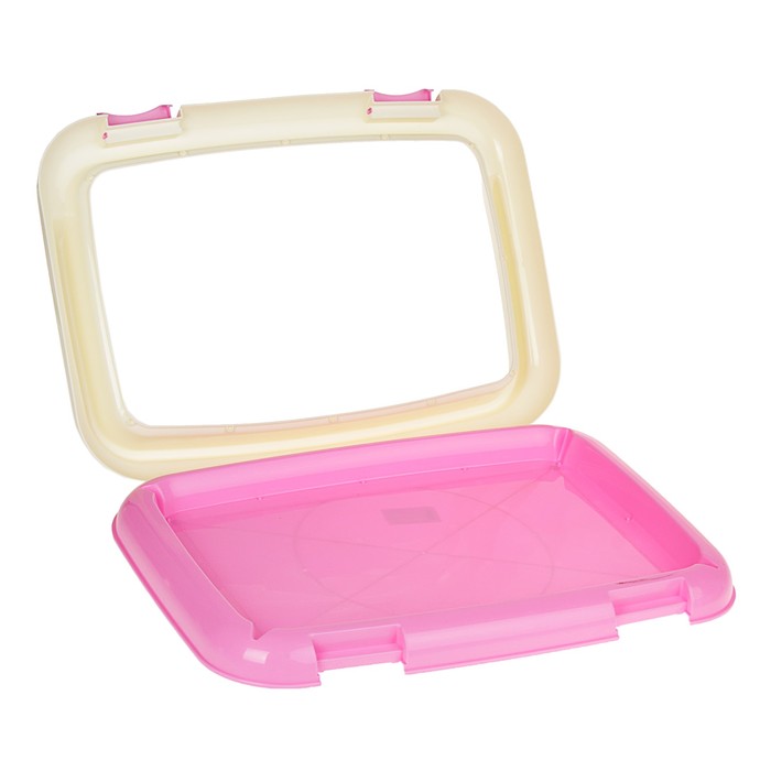 Туалет для собак 67 х 46 х 8 см, со съемным бортом, решеткой и столбиком, розовый