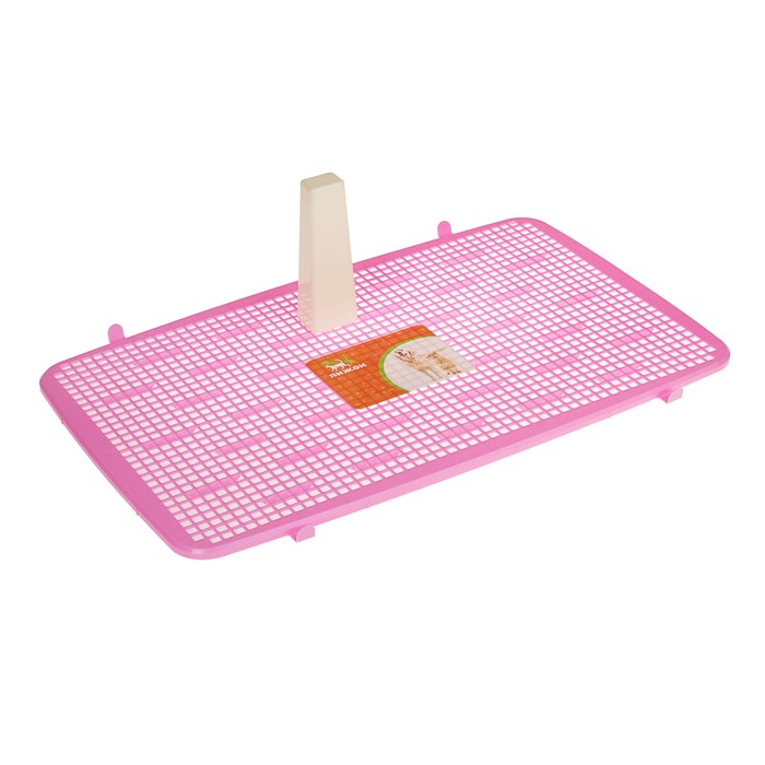 Туалет для собак 67 х 46 х 8 см, со съемным бортом, решеткой и столбиком, розовый